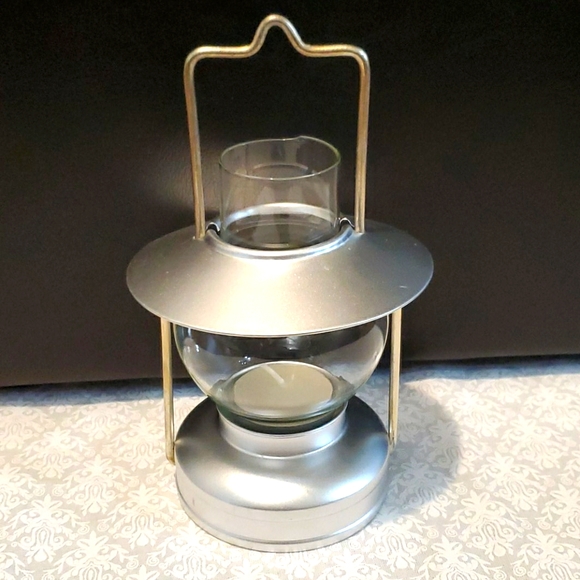 Lantern Tealight Candle Holder Tin & Glass CUTE Primitive Farmhouse Rugged - Picture 8 of 8